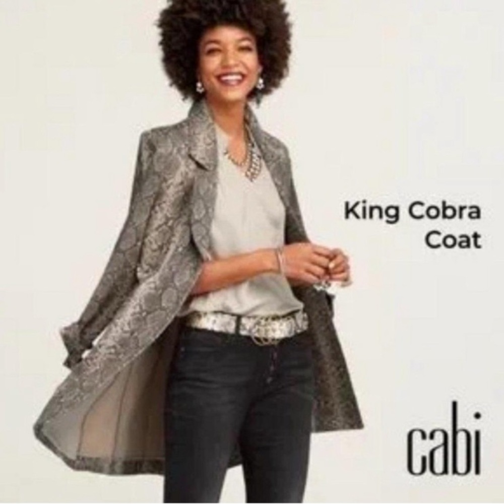 CAbi 4114 King Cobra Jacket Coat Tan Black
Snake Reptile Print Pockets Sz Large